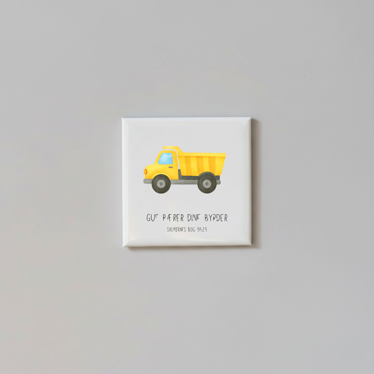 "Gud bærer dine byrder" børnemagneter 5x5 cm