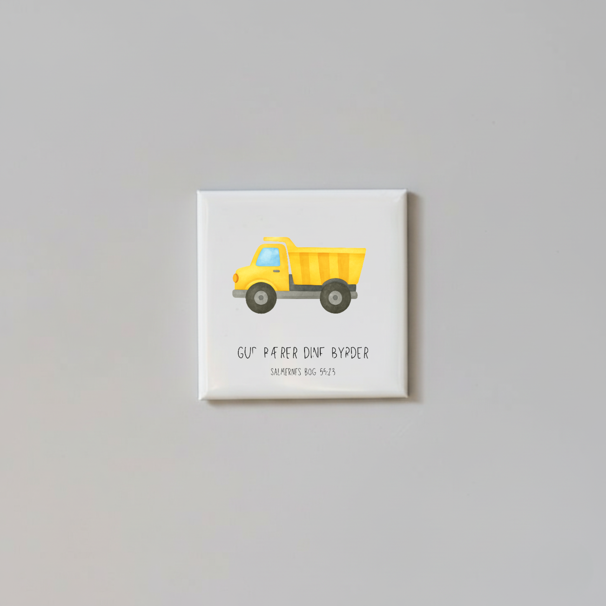 "Gud bærer dine byrder" børnemagneter 5x5 cm