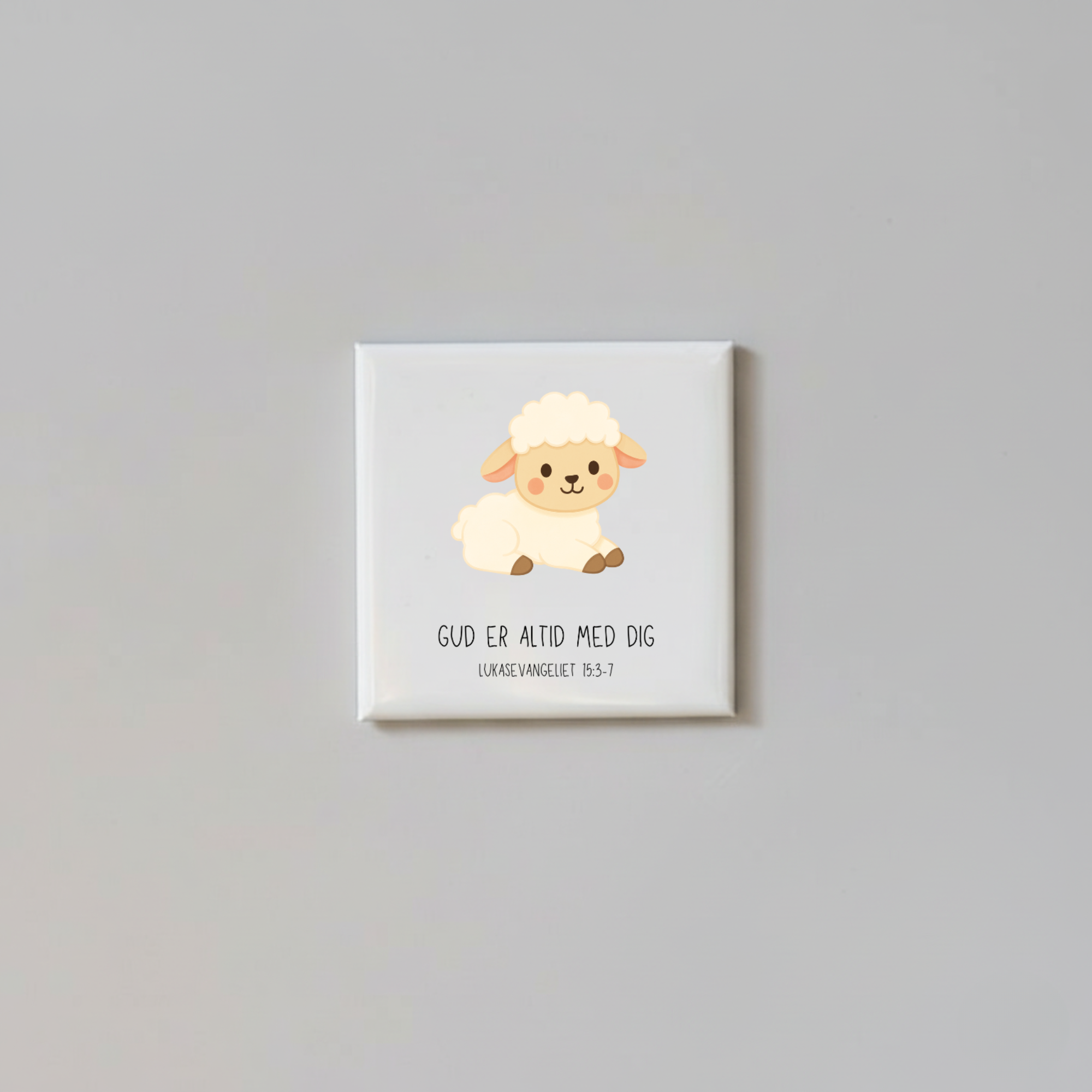 "Gud er altid med dig" børnemagneter 5x5 cm